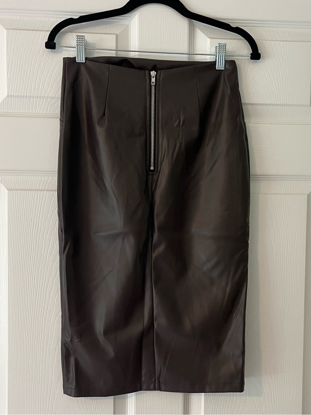 SHEIN Chocolate Brown Faux Leather Pencil Skirt - Picture 2 of 5